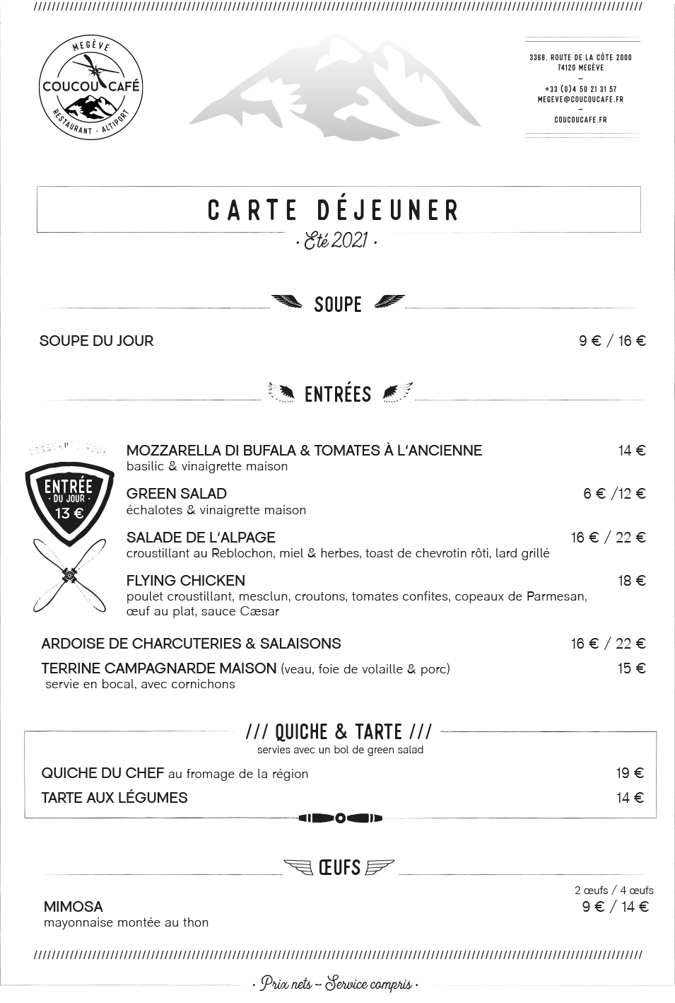 Carte Déjeuner Coucou Café Été 2021