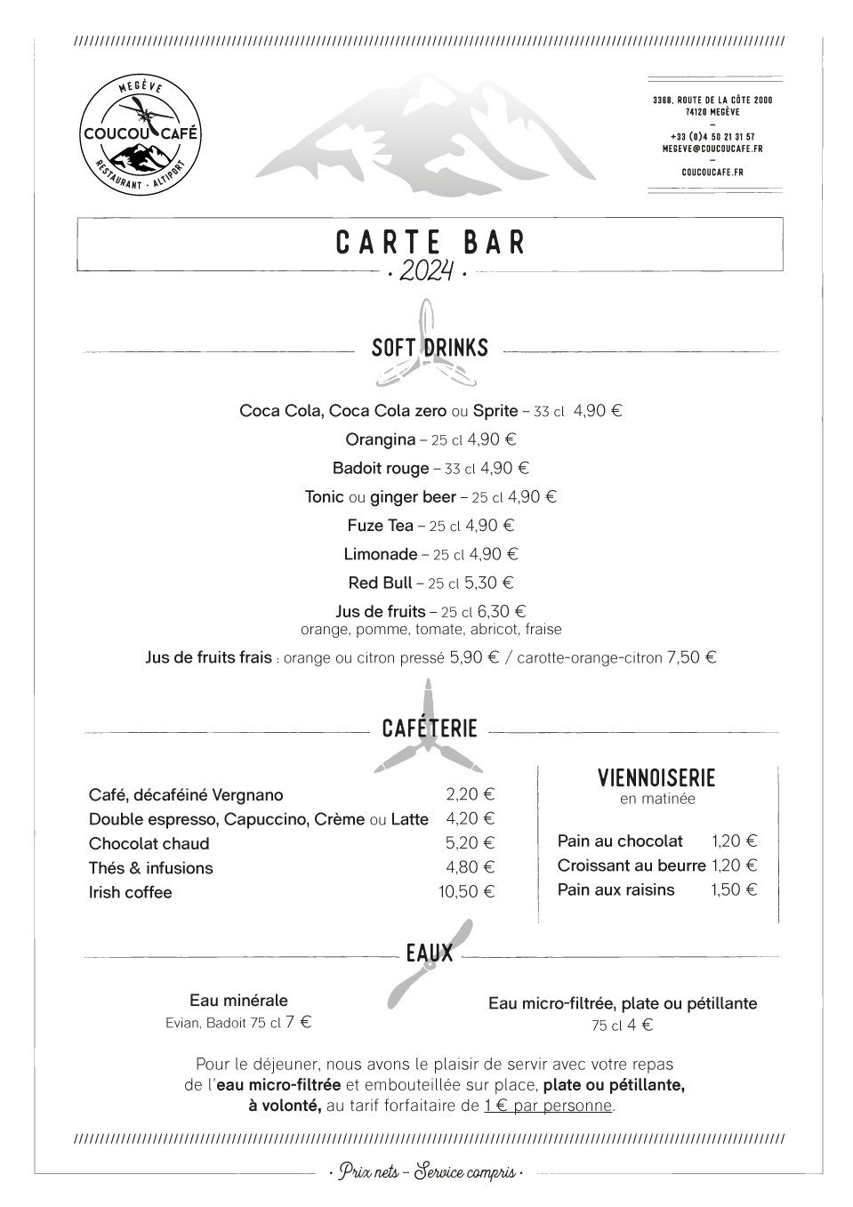 Carte Bar 2024 - Coucou Café
