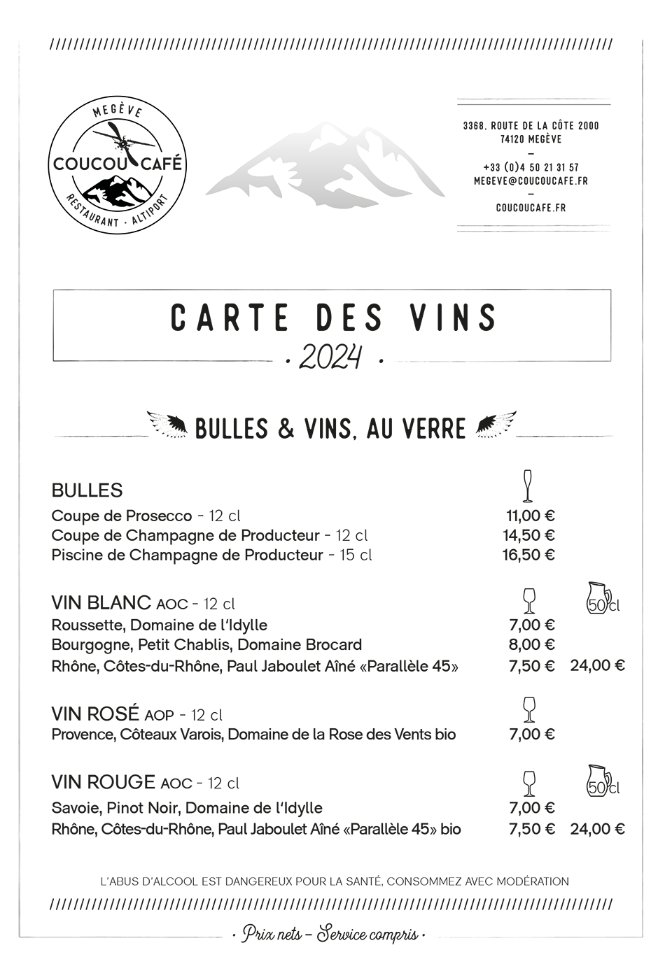 Carte des Vins Coucou Café 2024