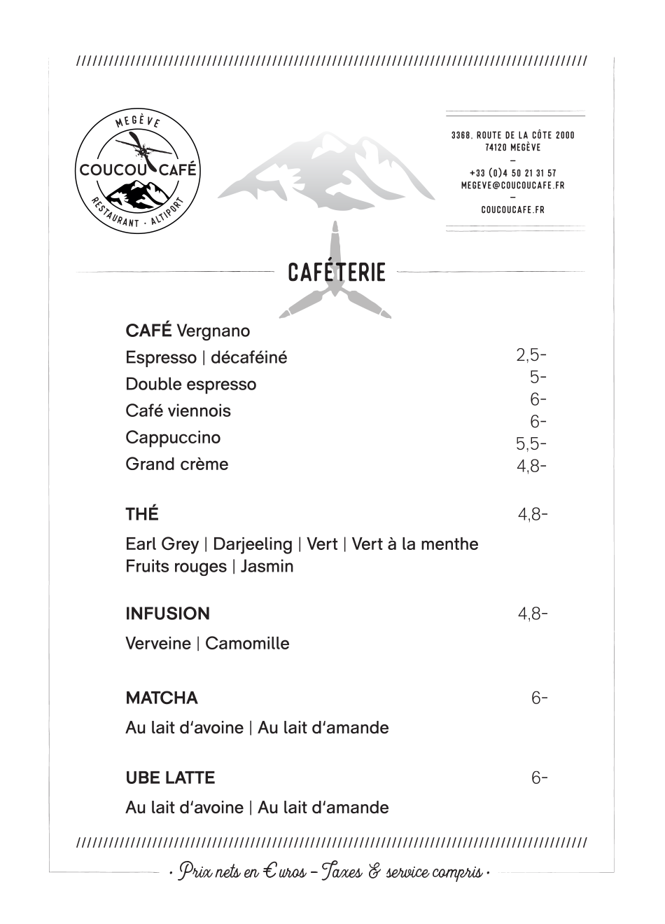 Carte Bar 2026 - Coucou Café