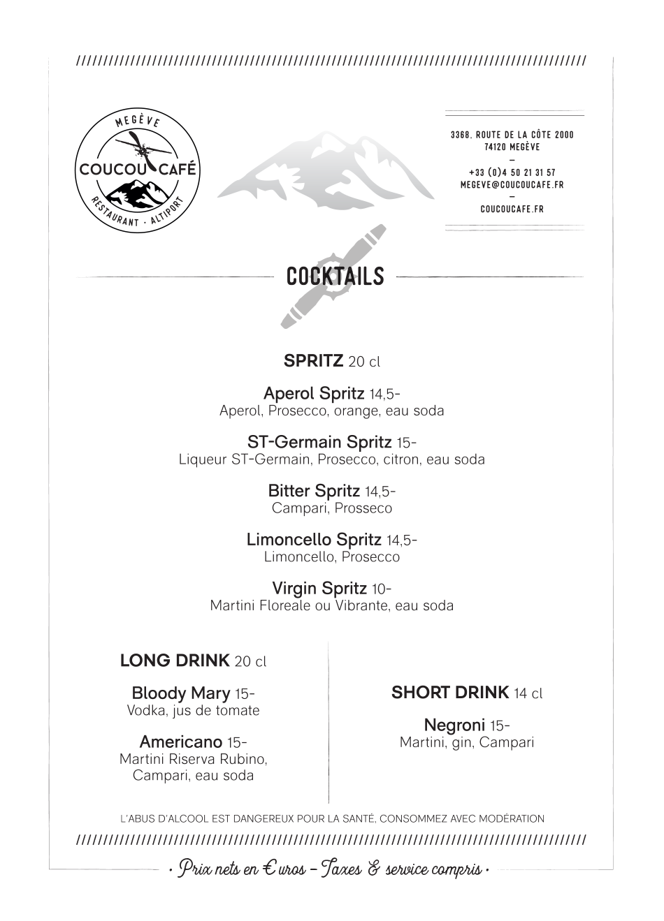 Carte Bar 2026 - Coucou Café